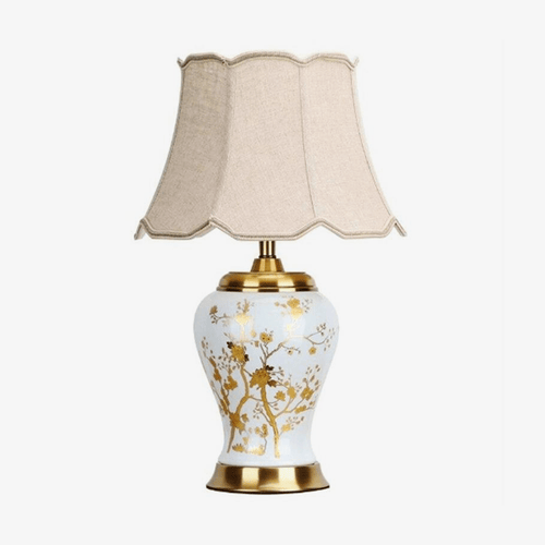 Lampe à poser en céramique LED avec abat-jour blanc style Japonais - vue 2 sur 4