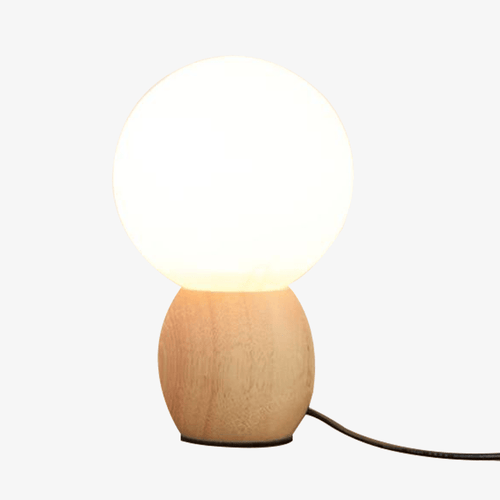 Lampe de chevet à LED boule en bois - vue 2 sur 6