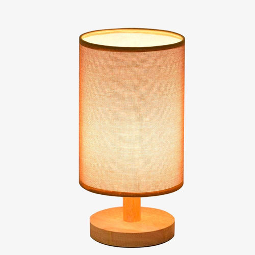 Lampe de chevet avec abat-jour en tissu cylindrique - vue 2 sur 9