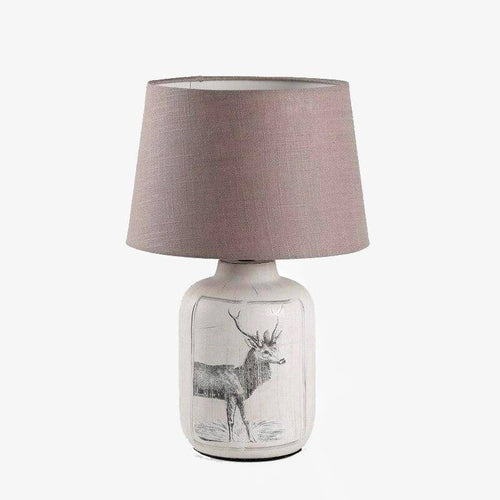 Lampe de chevet avec abat-jour en tissu et dessin cerf - vue 2 sur 7