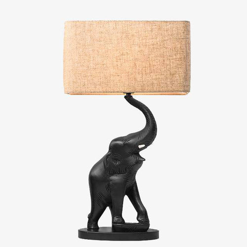 Lampe de chevet en forme d'éléphant en résine et abat-jour - vue 2 sur 7