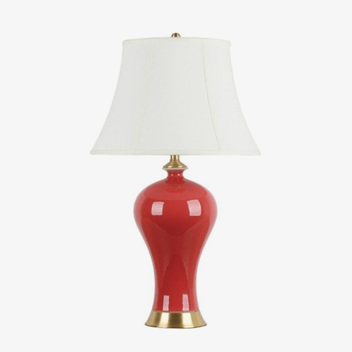Lampe de chevet rétro LED en céramique rouge Dohia - vue 4 sur 4
