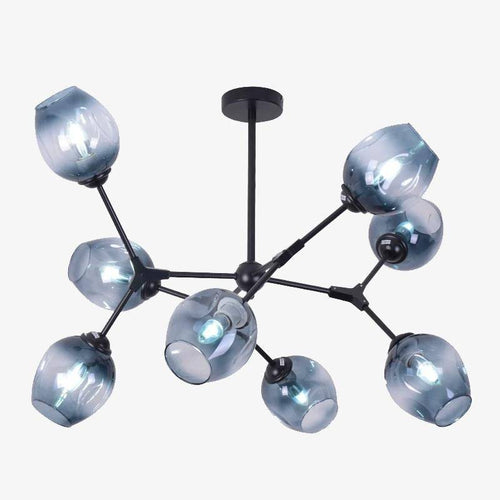 Lustre design à LED branches en métal et lampes en verre Lindsey - vue 2 sur 9