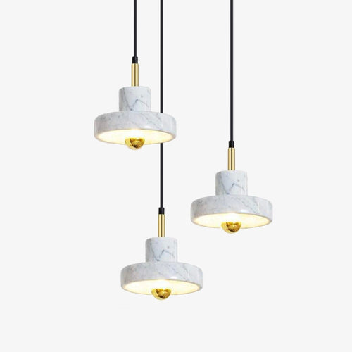 Lustre design LED avec abat-jour en marbre blanc Luxia - vue 2 sur 8