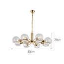 Lustre design moderne doré avec boules de verre Glass