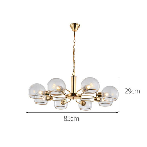 Lustre design moderne doré avec boules de verre Glass - vue 6 sur 7