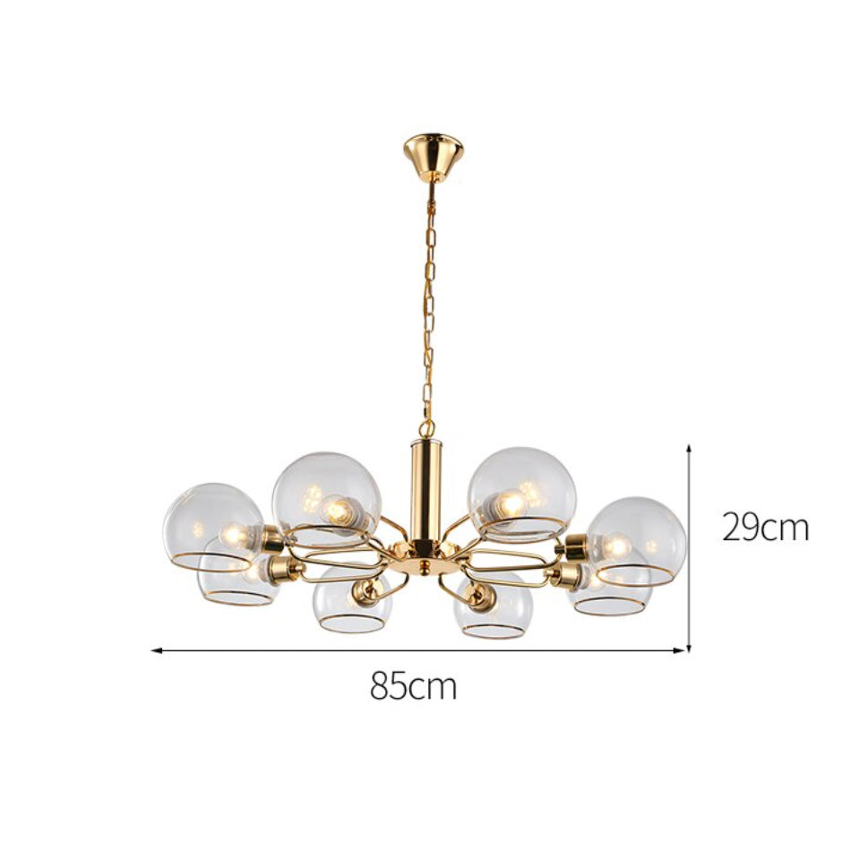 Lustre design moderne doré avec boules de verre Glass - vue 5 sur 7