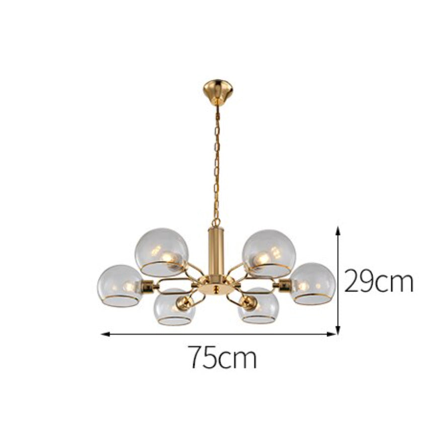 Lustre design moderne doré avec boules de verre Glass - vue 6 sur 7