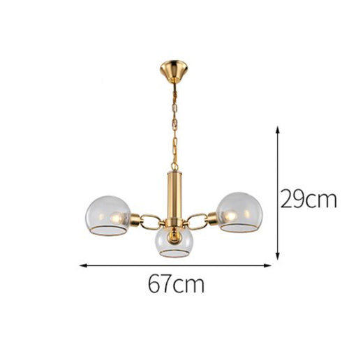 Lustre design moderne doré avec boules de verre Glass - vue 8 sur 7