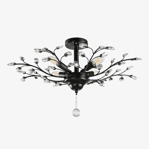 Lustre en cristal et verre branches d'arbre Vintage (noir ou doré) - vue 2 sur 9