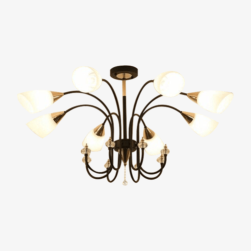 Lustre LED avec bras arrondis et lampes en verre Room - vue 2 sur 10