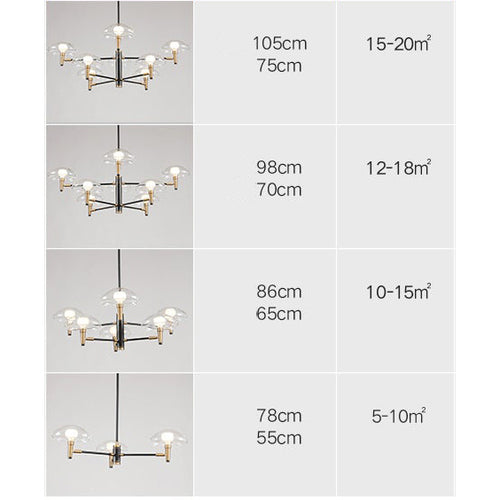 Lustre moderne abat-jours en forme de méduse en verre Hailey - vue 9 sur 8