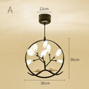 Lustre moderne avec arbre et oiseaux dans anneau Rhym