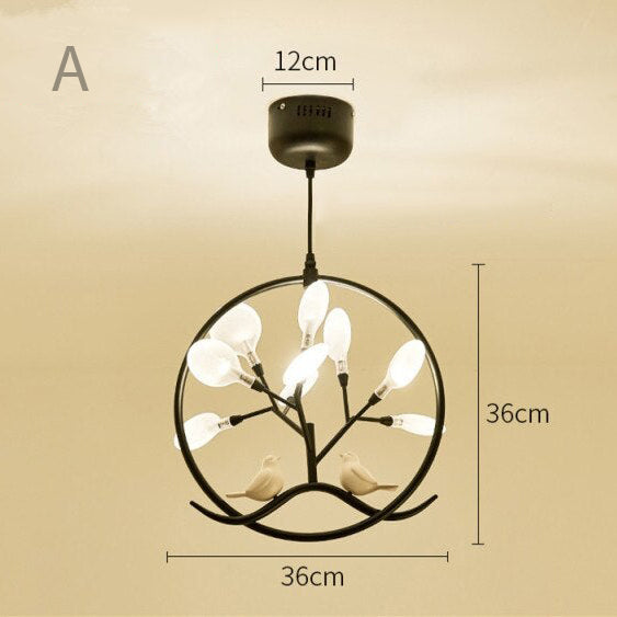 Lustre moderne avec arbre et oiseaux dans anneau Rhym - vue 11 sur 18