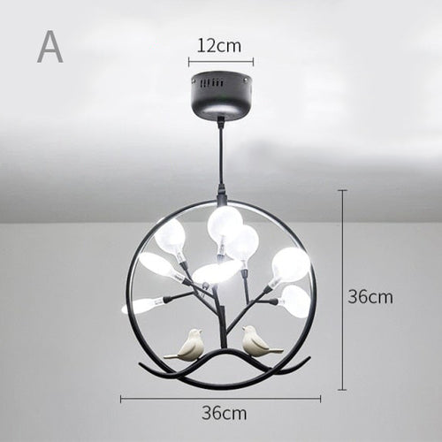 Lustre moderne avec arbre et oiseaux dans anneau Rhym - vue 13 sur 18