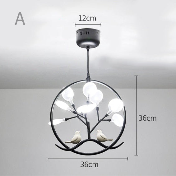 Lustre moderne avec arbre et oiseaux dans anneau Rhym - vue 12 sur 18