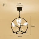 Lustre moderne avec arbre et oiseaux dans anneau Rhym