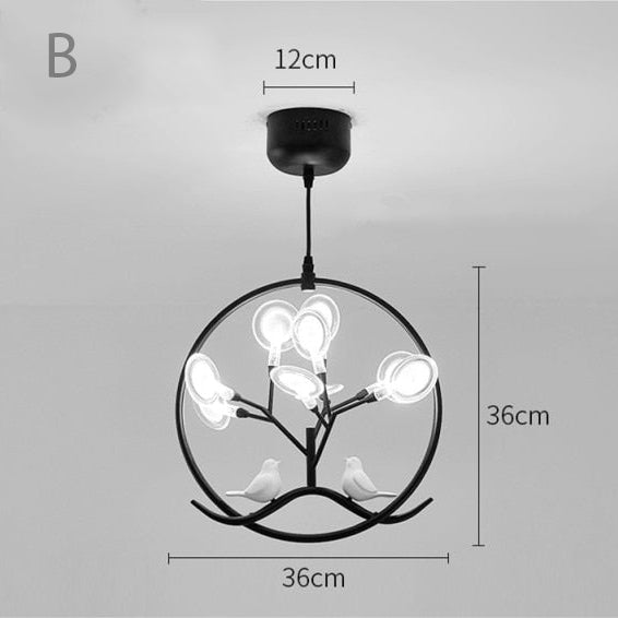 Lustre moderne avec arbre et oiseaux dans anneau Rhym - vue 16 sur 18