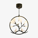 Lustre moderne avec arbre et oiseaux dans anneau Rhym