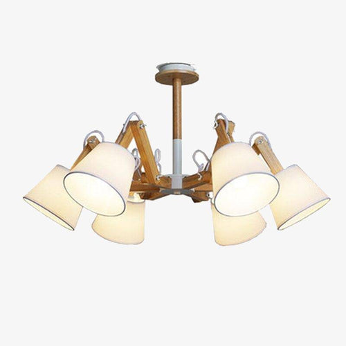 Lustre retro LED avec plusieurs abat-jours tissu vintage - vue 2 sur 6
