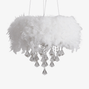 Lustre rond moderne LED en plumes et verre cristal