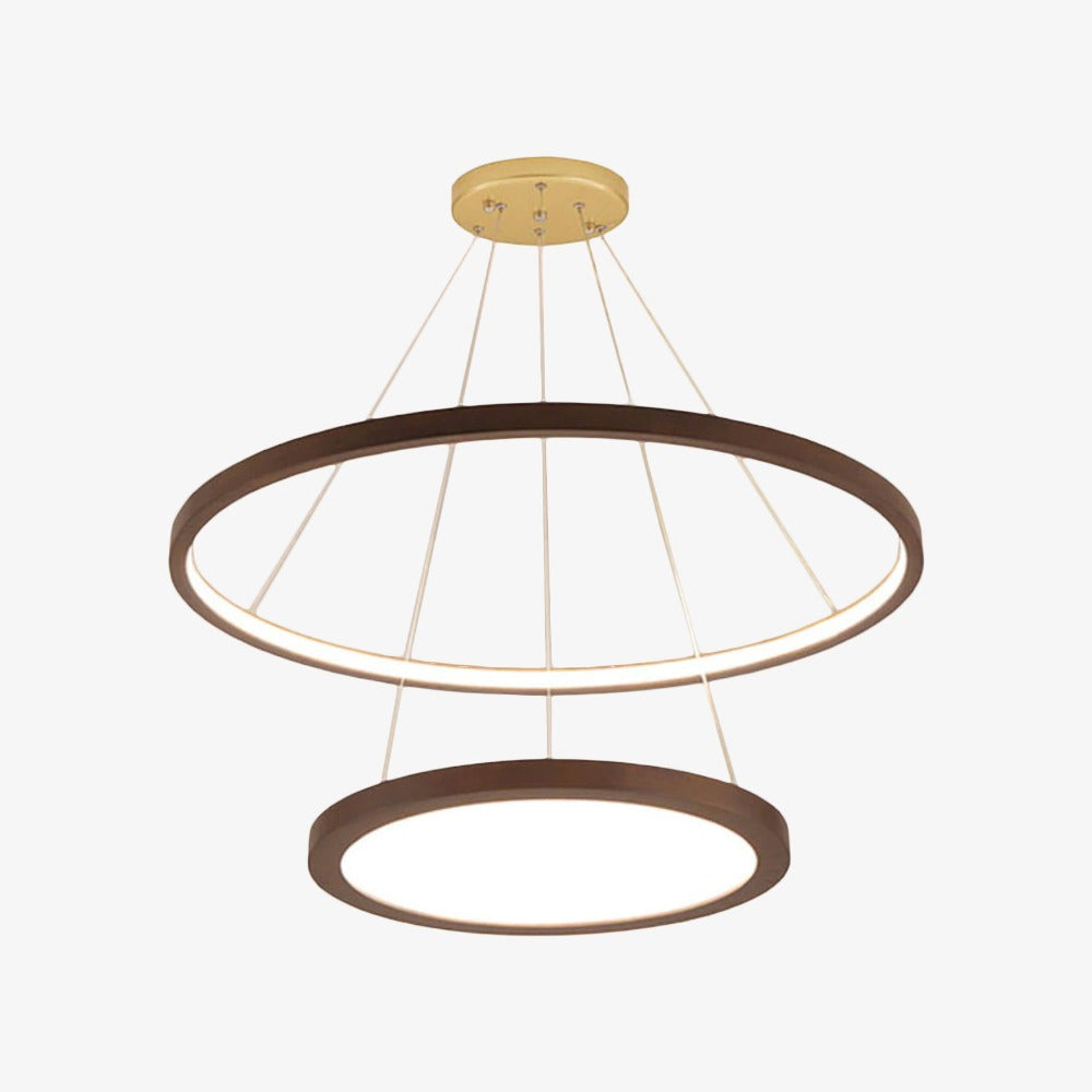 Lustre scandinave avec 2 anneaux lumineux en bois Arya - vue 6 sur 7