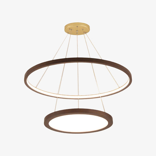 Lustre scandinave avec 2 anneaux lumineux en bois Arya - vue 7 sur 7