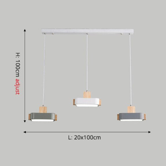 Lustre scandinave LED avec abat-jour en bois Ainhara - vue 8 sur 8