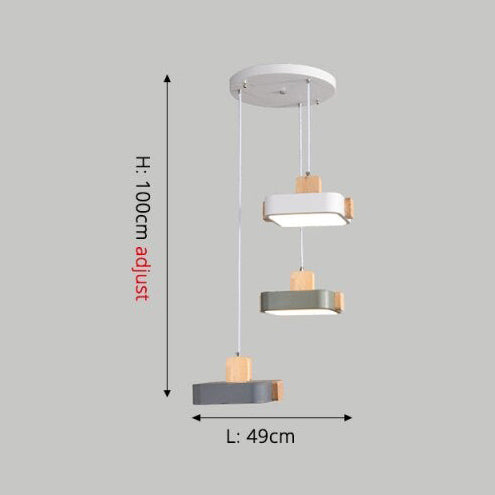 Lustre scandinave LED avec abat-jour en bois Ainhara - vue 7 sur 8