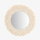 Miroir mural décoratif rond en tissu tressé Tapestry