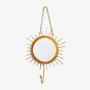 Miroir mural décoratif suspendu rond soleil jaune Nordic