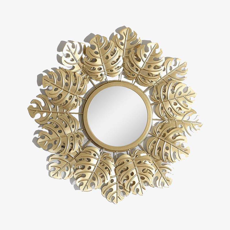 Miroir mural rond doré décoratif style soleil