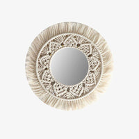 Miroir mural rond en coton tissé à la main