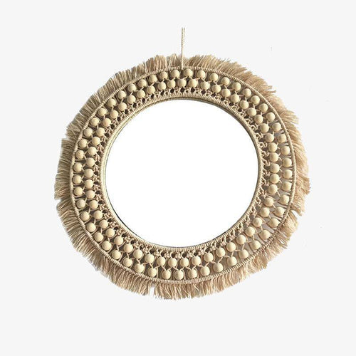 Miroir mural rond en rotin 40cm