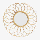 Miroir mural rond en rotin en forme de rosace Macrame