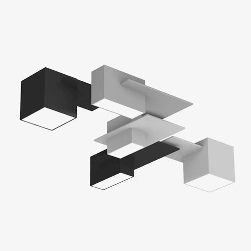 Plafonnier design LED à formes géométriques modernes noires et blanches - vue 2 sur 9