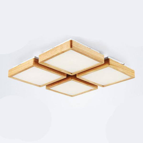 Plafonnier en bois à LED carré - vue 2 sur 3
