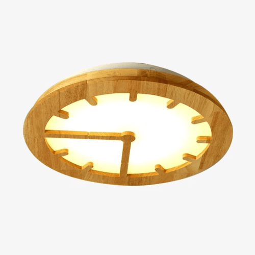 Plafonnier LED horloge en bois - vue 2 sur 7