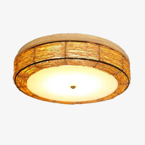 Plafonnier LED rond en osier Rattan - vue 2 sur 6