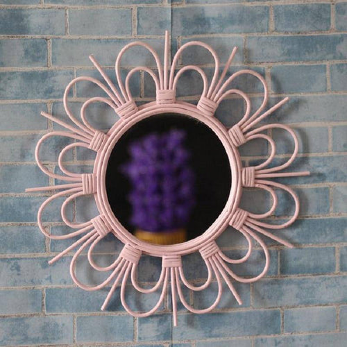 Miroir mural décoratif rond rose en fleur French - vue 2 sur 4