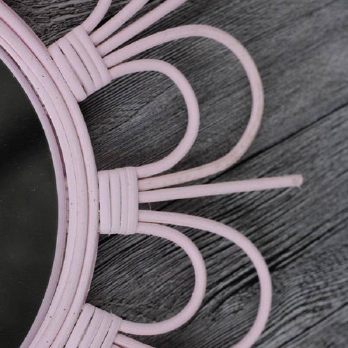 Miroir mural décoratif rond rose en fleur French - vue 4 sur 4