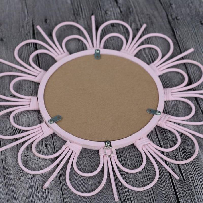 Miroir mural décoratif rond rose en fleur French - vue 3 sur 4