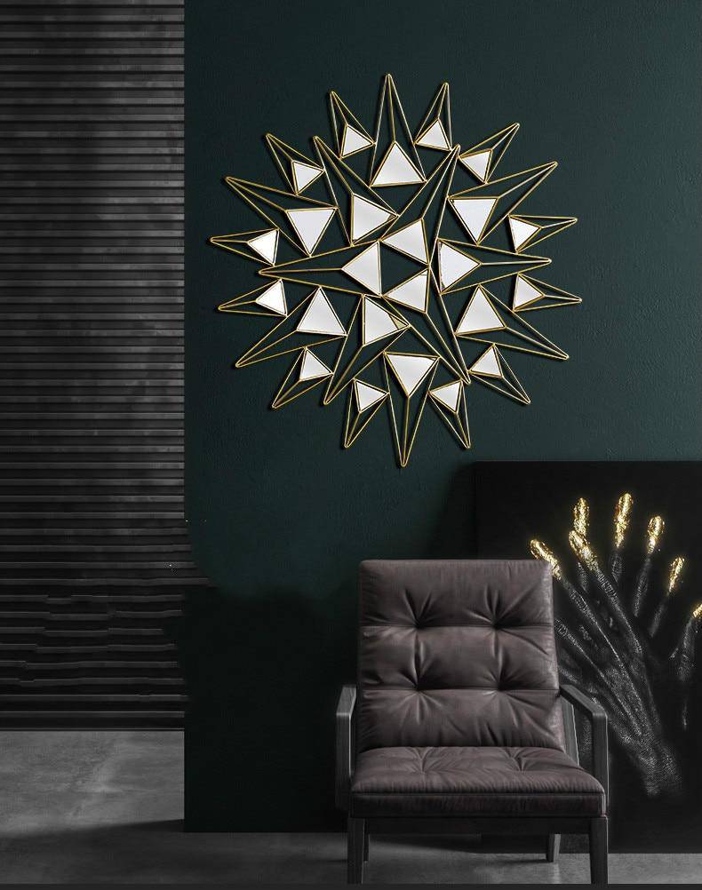 Grand miroir mural design à triangles 3D - vue 6 sur 10