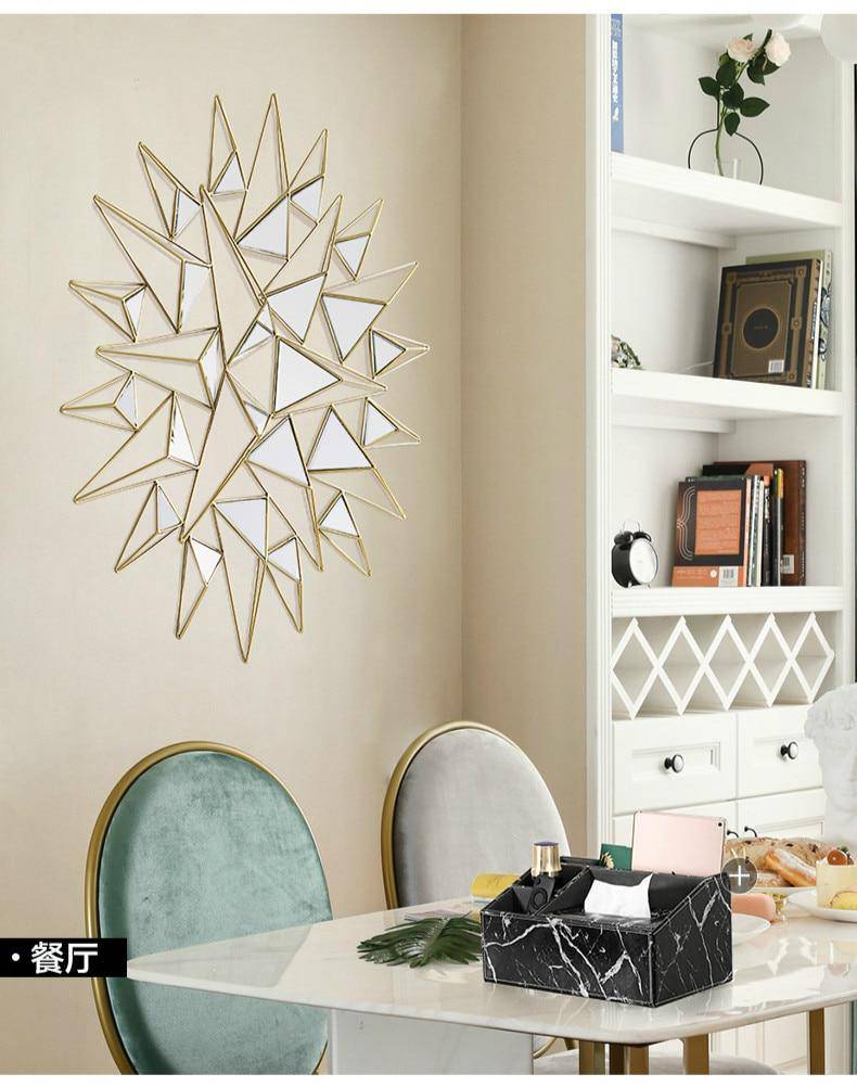 Grand miroir mural design à triangles 3D - vue 9 sur 10