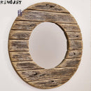 Miroir mural décoratif rond en bois effet plancher