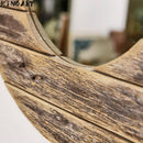 Miroir mural décoratif rond en bois effet plancher