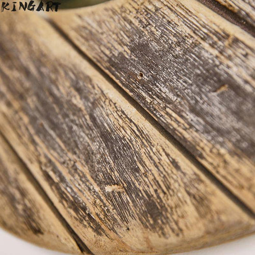 Miroir mural décoratif rond en bois effet plancher - vue 6 sur 8