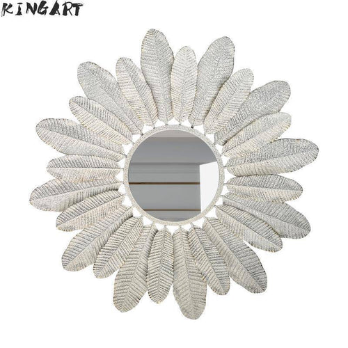 Miroir mural rond avec plumes blanches Decoration - vue 7 sur 8