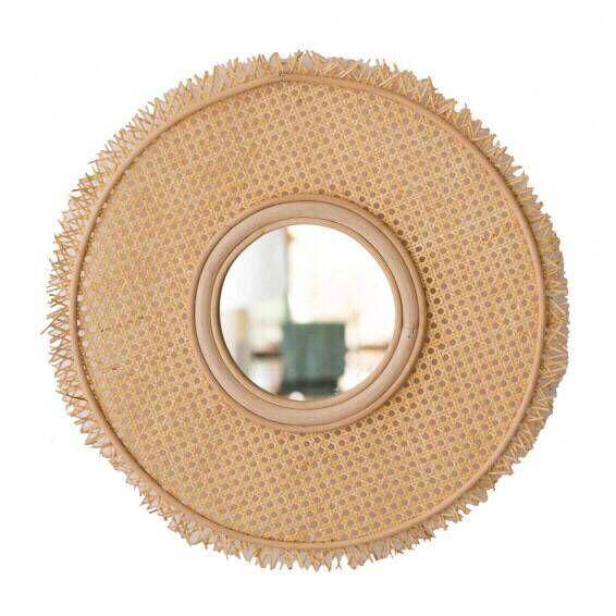 Miroir mural rond en rotin Literature - vue 3 sur 3