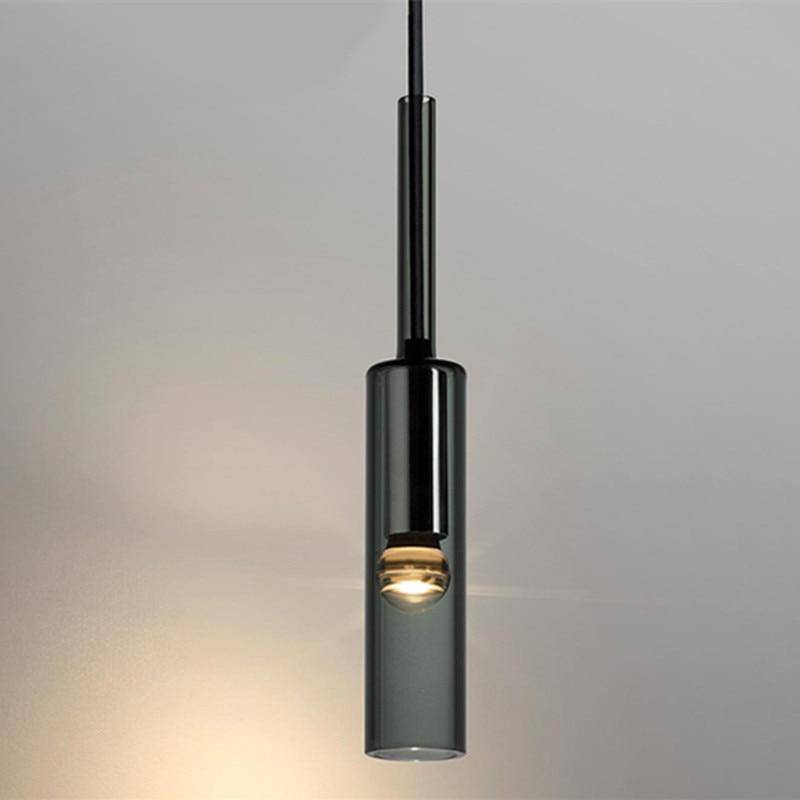 Applique design avec lampe cylindrique en verre fumé suspendue Loft - vue 5 sur 11